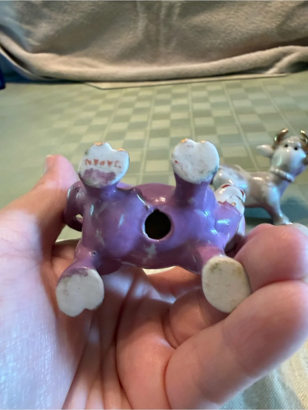 Vintage Anthropomorphic Purple Cow Salt & Pepper Shakers Japan read description